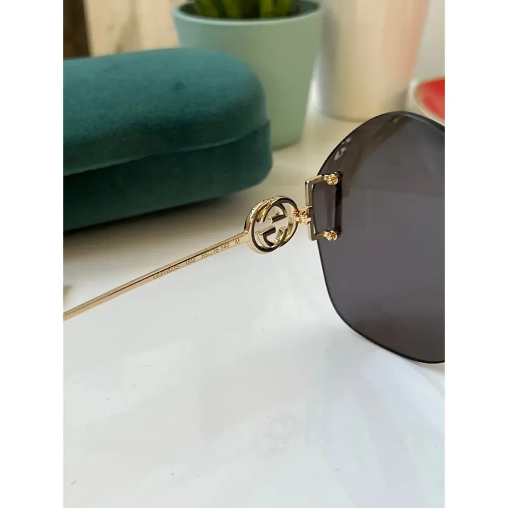 NEW Gucci GG1203S Dark Grey Rimless Sunglasses - Picture 9 of 9